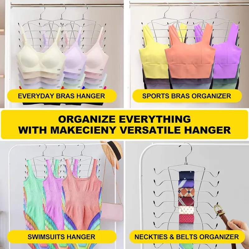 Tank Top Hanger, 1 Count Space Saving Bra Hanger, Non-slip Hanging Sport Bras Holder, Closet Organizers and Storage for Camisoles Tank Tops Bras Ties Swimsuits Strappy Dress 3
