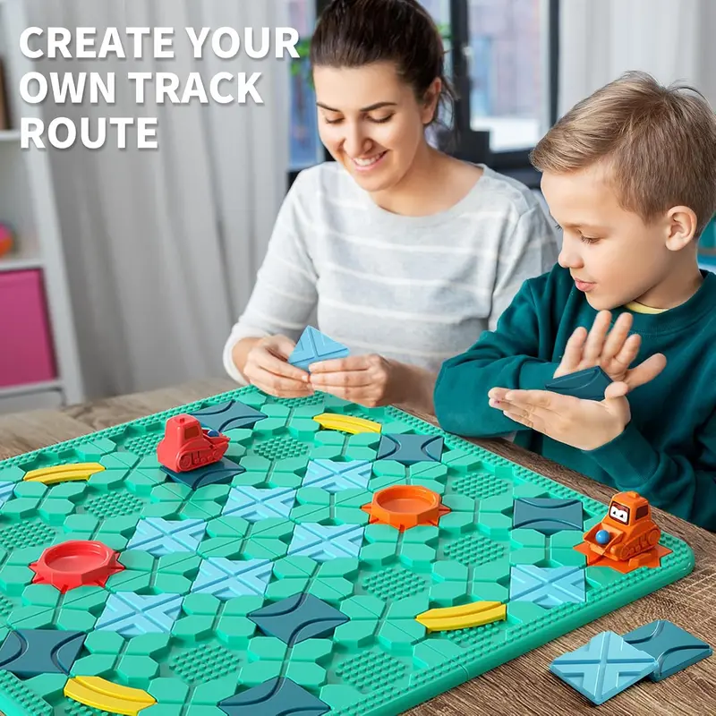 burgkidz Kids Toys STEM Board Games - Smart Logical Road Builder 56 x 56CM Big Board Maze Puzzle Games with Marbles For Multiplayer & Family, Educational Birthday Gifts for Boys Girls 4-8 Years 5