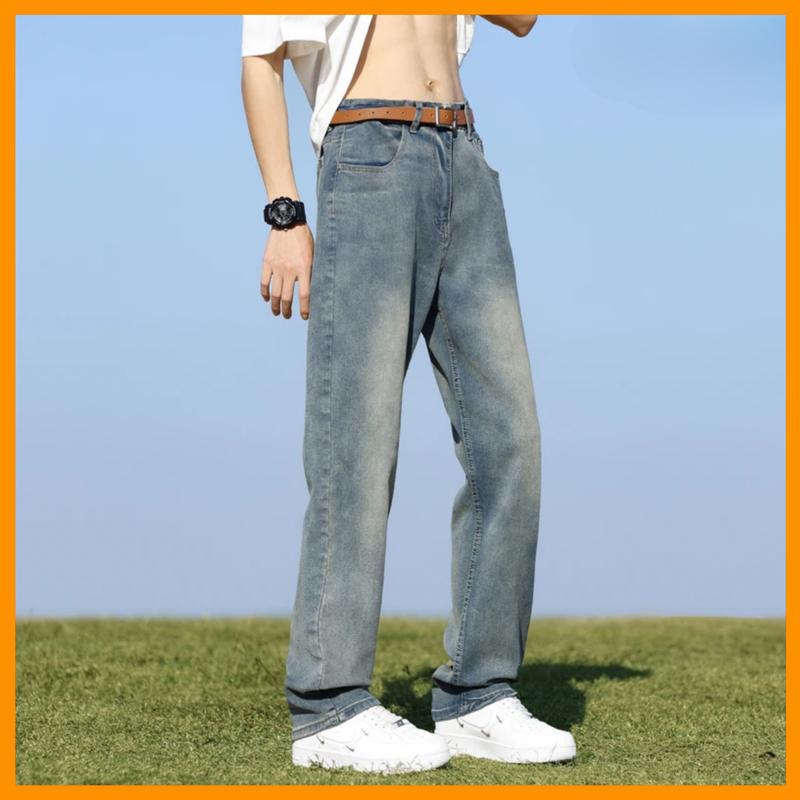 Quần jean ống suông MOON HOUSE 117 Wash Xanh thoải mái năng động cá tính hách dáng tốt Menswear Pants Có Túi 2