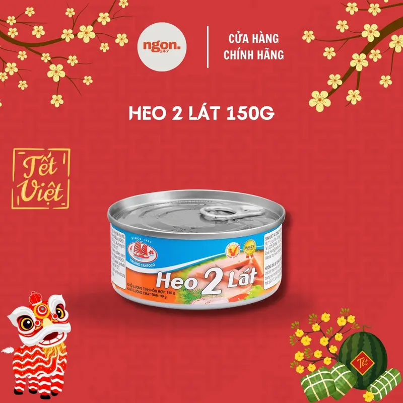 Heo 2 Lát 150G - Đồ hộp Hạ Long  - NGON 247- Ăn vặt Food canned  food Chua 6
