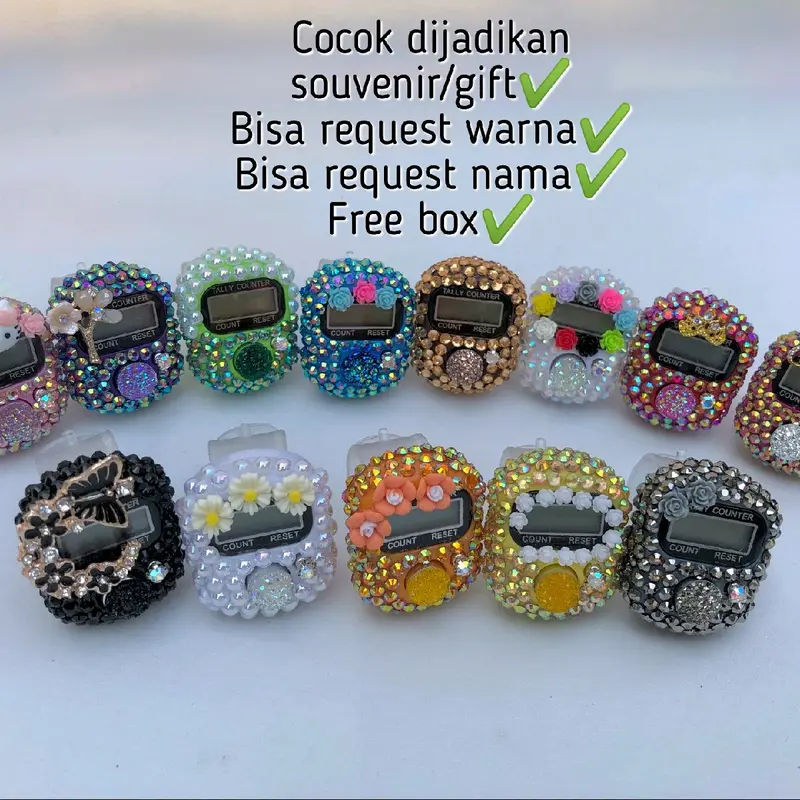 Tasbih digital swarovski blink bunga custom nama 0