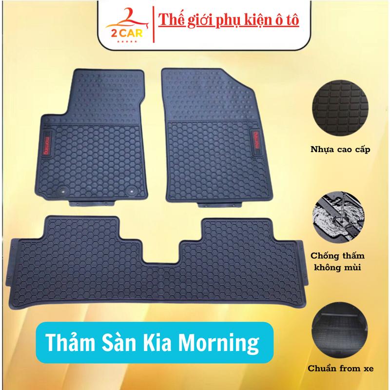 Thảm Lót Sàn cao su KIA Morning cao cấp 2007-2023- Tổ ong chữ đỏ- loại cao cấp nhất