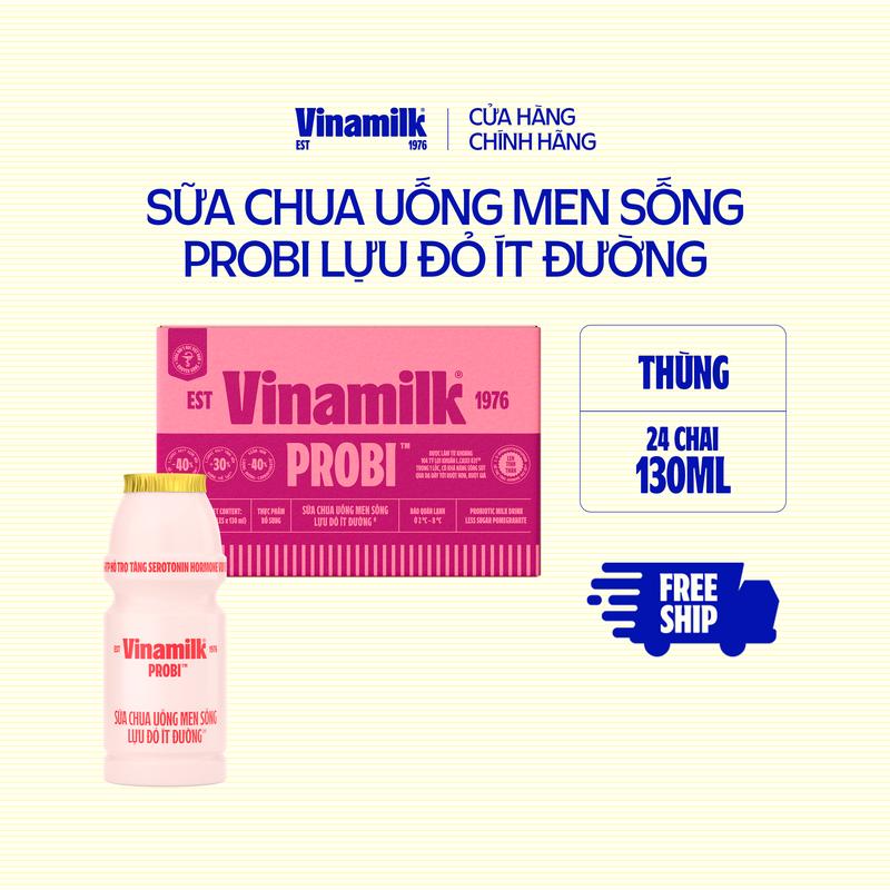 CHỈ GIAO THÀNH PHỐ LỚN BÁN KÍNH 10KM Thùng 24 chai Sữa chua uống Probi Vị Lựu Đỏ Ít Đường 30ml 6 lốc