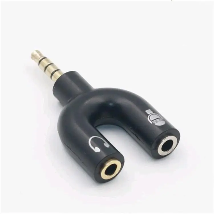 Audio Splitter U shape 2 in 1 Mic & audio jack 3.5mm to Dual female NEW 0