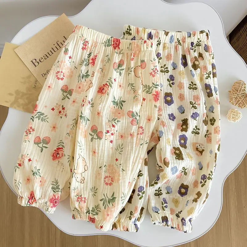 Quần Chống Muỗi Cho Em Bé Gái, Phong Cách Mới, Dáng Rộng Vừa Vặn, In Hoa PP Lớn, Quần Đèn Lồng, Mềm Mại Và Thoáng Khí, Thích Hợp Cho Mùa Hè quần begai Quần Legging Cho Quần Jean Ống Quần Tất Bé Phụ kiện hoá quâ  notreem 1