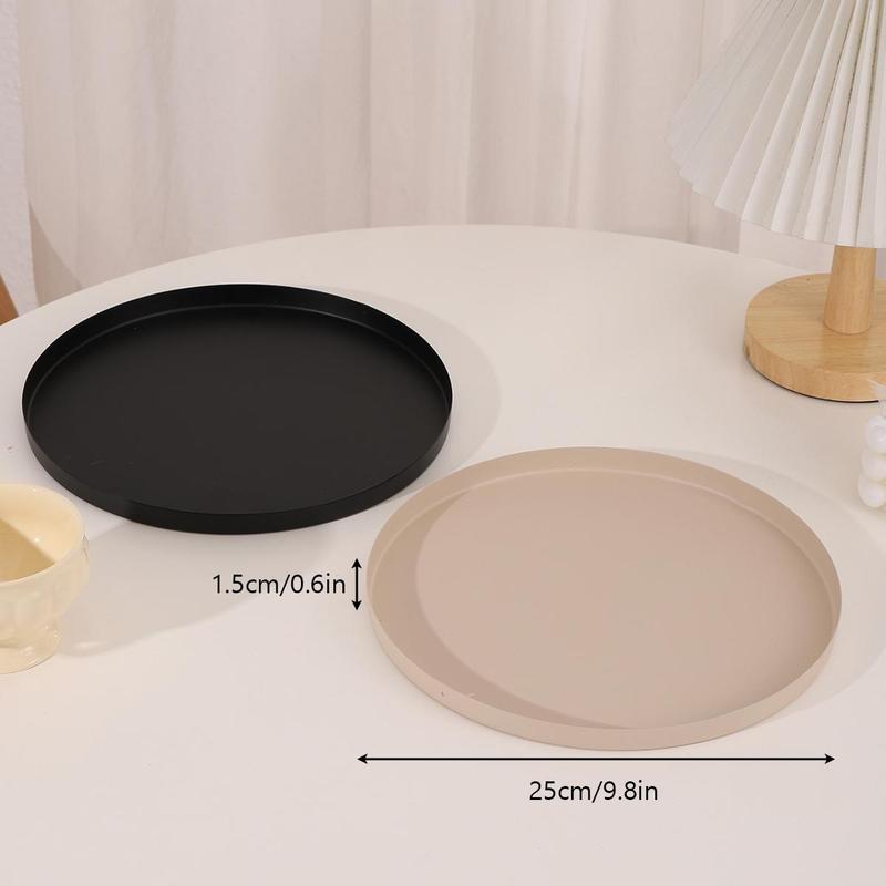 Modern Round Tray, 1 Count Kitchen Display Tray, Iron Jewelry Tray, Solid Color Simple Tray, Home Storage Organization 1