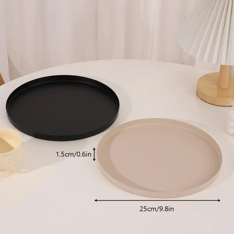 Modern Round Tray, 1 Count Kitchen Display Tray, Iron Jewelry Tray, Solid Color Simple Tray, Home Storage Organization 1