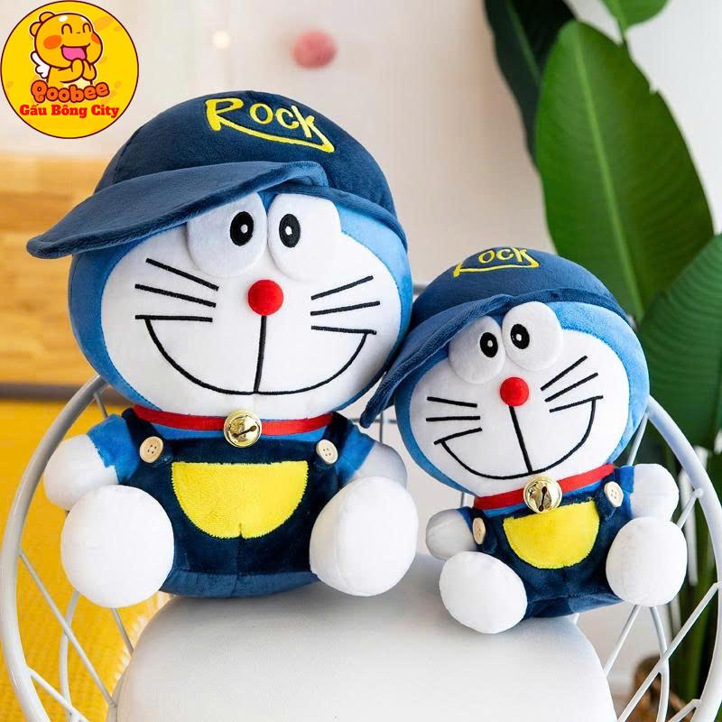 Gấu Bông Doraemon Đội Mũ Rock -  Mèo Doraemon Doremon Mềm Mịn Cao Cấp Gấu Bông City