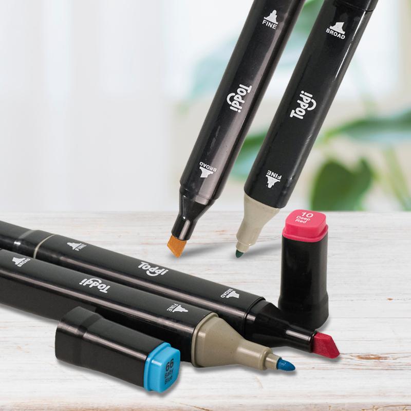 Spidol Dual Side Fine Art Brush Art Marker Set 1.0 and 6.0mm Tip 48 Warna Mewarnai 3