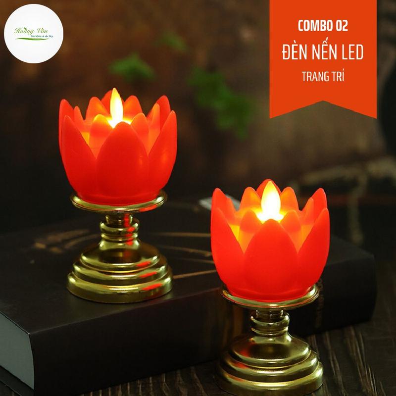 Bộ 02 Cái đèn nến led trang trí bàn thờ, phòng khách, phòng ngủ, nghi lễ - Sử dụng pin