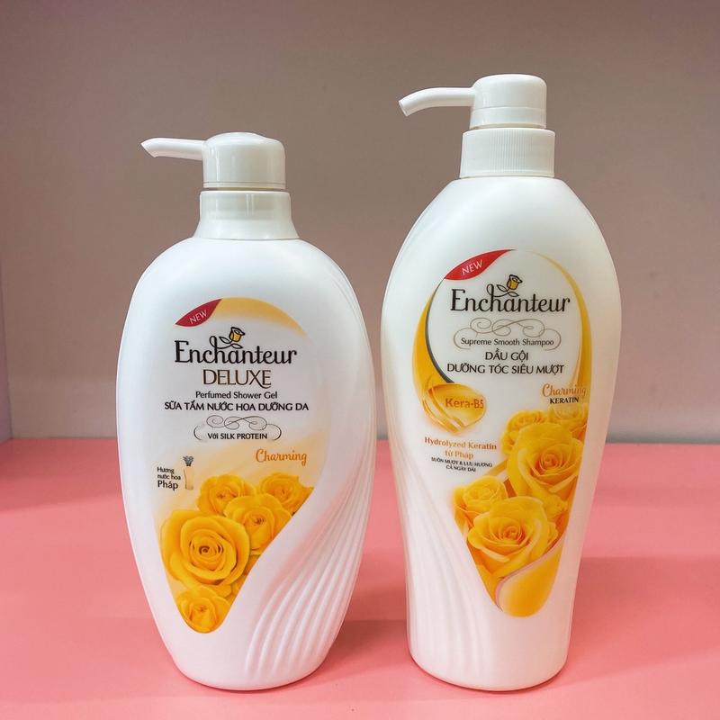 Combo dầu gội và sữa tắm Enchanteur (mầu vàng )