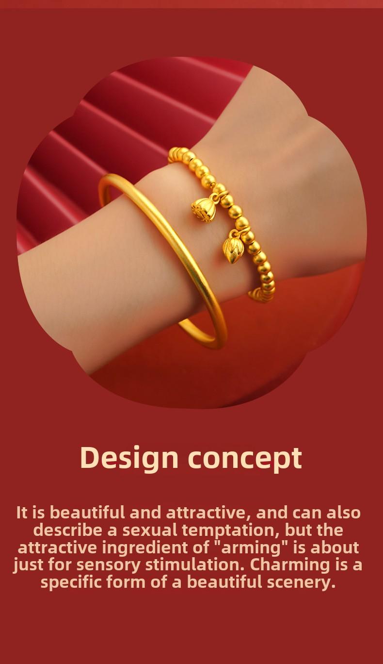 Product Introduction of Vintage Copper Bracelet with Vietnamese Sand Gold Inheritance Long-lasting Gold Color Bride's Delight Bracelet 0