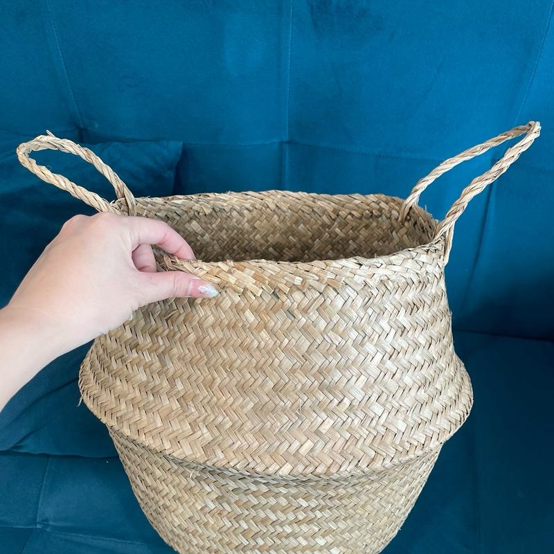 Giỏ cói đựng cây đan thủ công