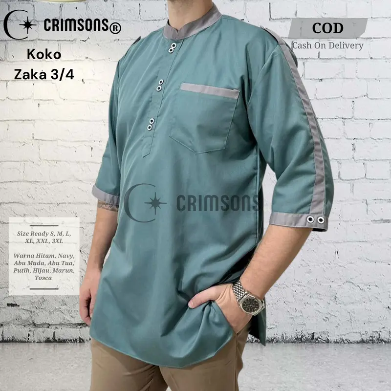 Koko Zaka Tiga per Empat + Kurta Katun Toyobo Muslim Baju 1