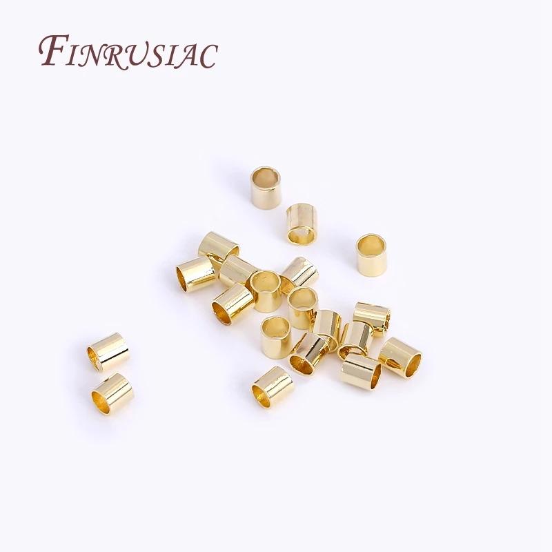 Product Introduction of High Quality Cylindrical Tube Crimp End Bead For Jewellery Making Supplies Wholesale 14K/18K Gold Plated 2mm Tube Crimp Beads 10