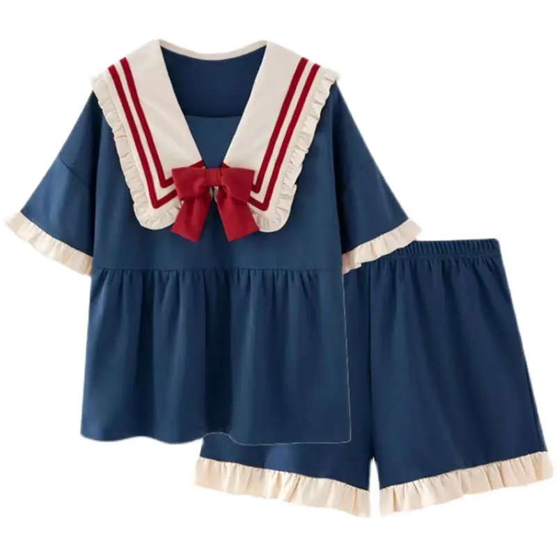 Short Sleeve Beautiful Girl Sweet Bow Princess Style Pajamas Student Style Can Be Worn outside Casual Homewear Suit
