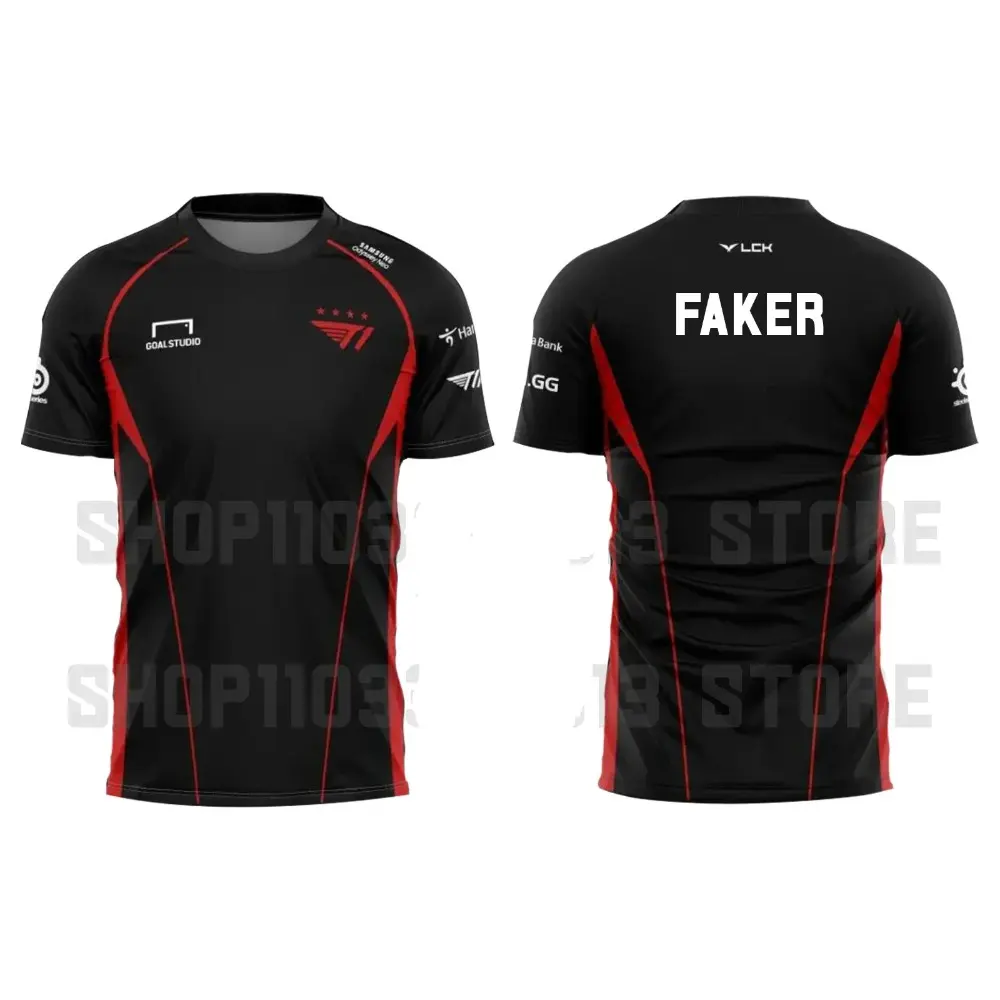 Áo Thun In 3D, Faker T1 Đội, Đồng Phục Đội Vô Địch Thể Thao LOL, Thoáng Khí, 2024 Sport Top