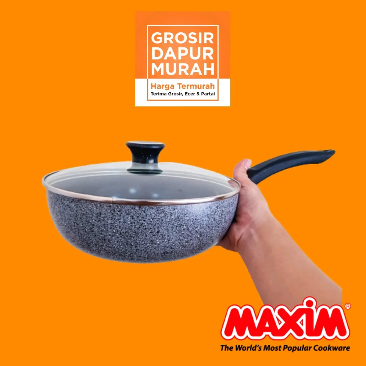 WAJAN CEKUNG ANTI LENGKET MAXIM PLUS TUTUP KACA BANYAK TYPE