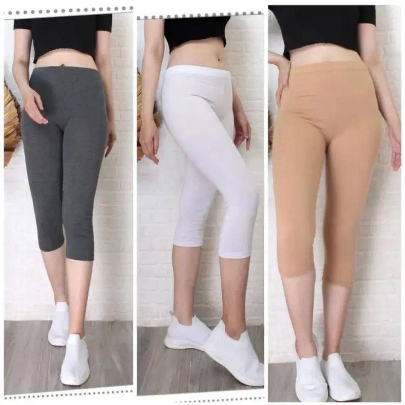 3 PCS LEGGING 3/4 RAYON PREMIUM (Bahan Kaos) Wanita Celana Panjang Pendek 3