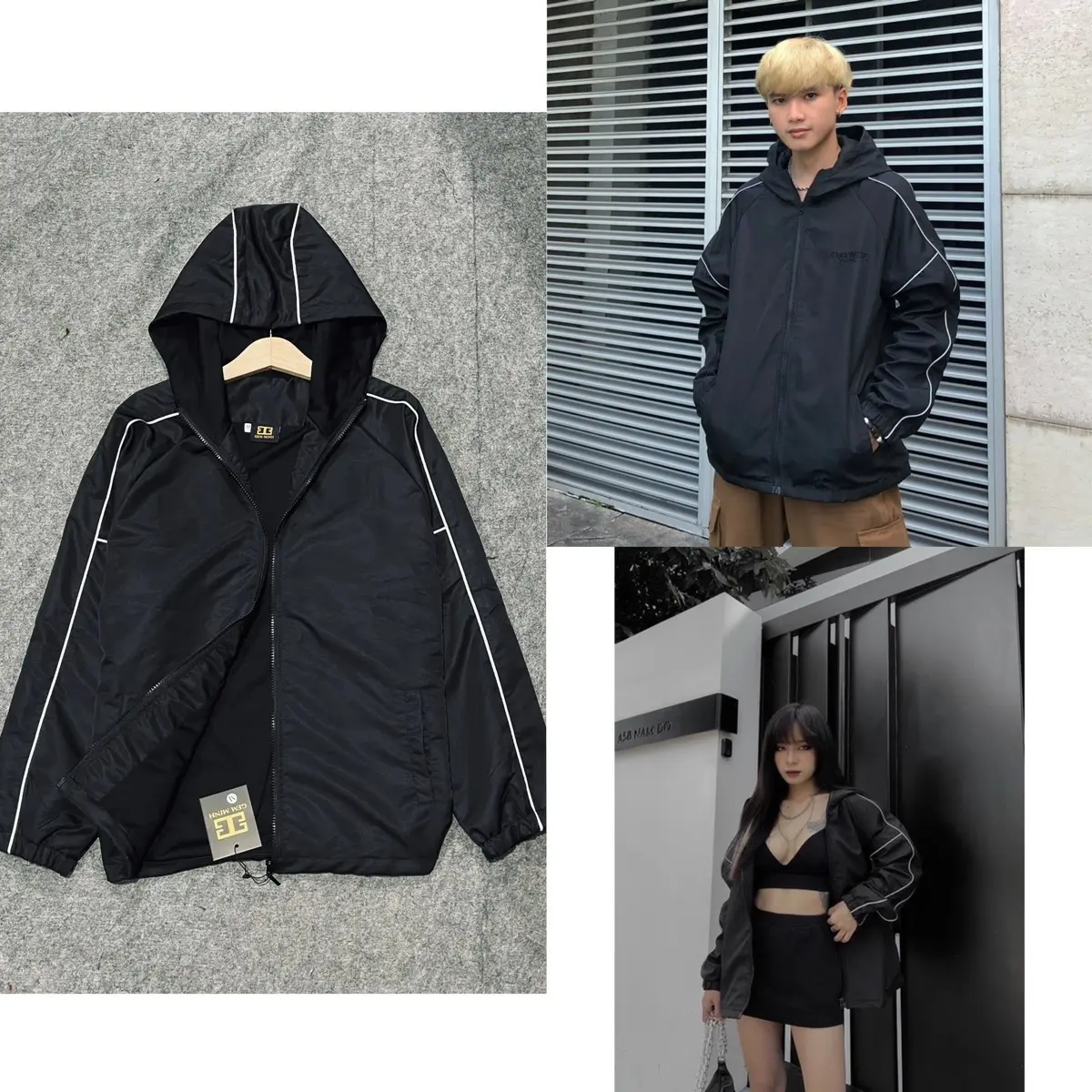 Áo khoác dù nam nữ 2 lớp lót thun cotton big size 45-95kg Jacket Menswear Dài Tay