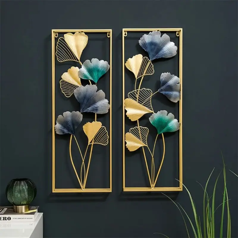 Walldecor Berkah Hiasan Pajangan Dinding 85x31 Wall Decor Nordic Frame Metal Gold Daun Emas Gingko
