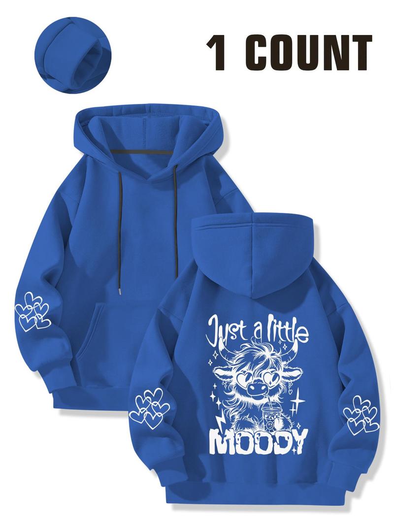 Product Introduction of Women's Cow Print Hoodie, Fashion Casual Hooded Sweatshirt for Daily Holiday Outdoor Wear, Women Clothing for Fall & Winter 6