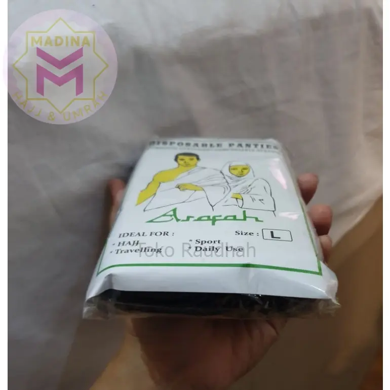 celana dalam kertas arafah haji umroh hitam sekali pakai isi 7