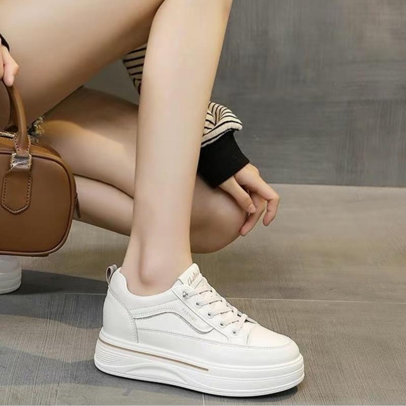 Giày Thể Thao Lười Nữ Đế Độn 6 Phân Mã 35 Nhẹ Êm Thoáng Khí Sneaker Da Mềm Mại Thời Trang