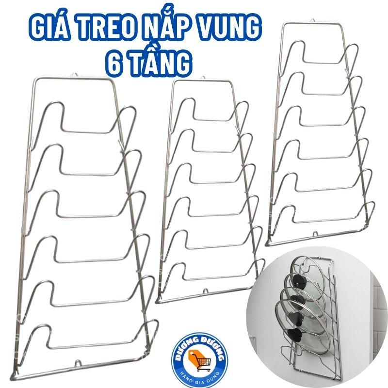Kệ Để Nắp Nồi, Vung Xoong 6 Tằng Bằng INOX chống rỉ - Giá INOX Treo Để Vung Xoong Nắp Nồi 6 Tầng Giúp Tiết Kiệm Không Gian Tiện Lợi Kitchen kedung  chenbat kệ  ziczac glass  jar kê  lược móc  treo kệ  để