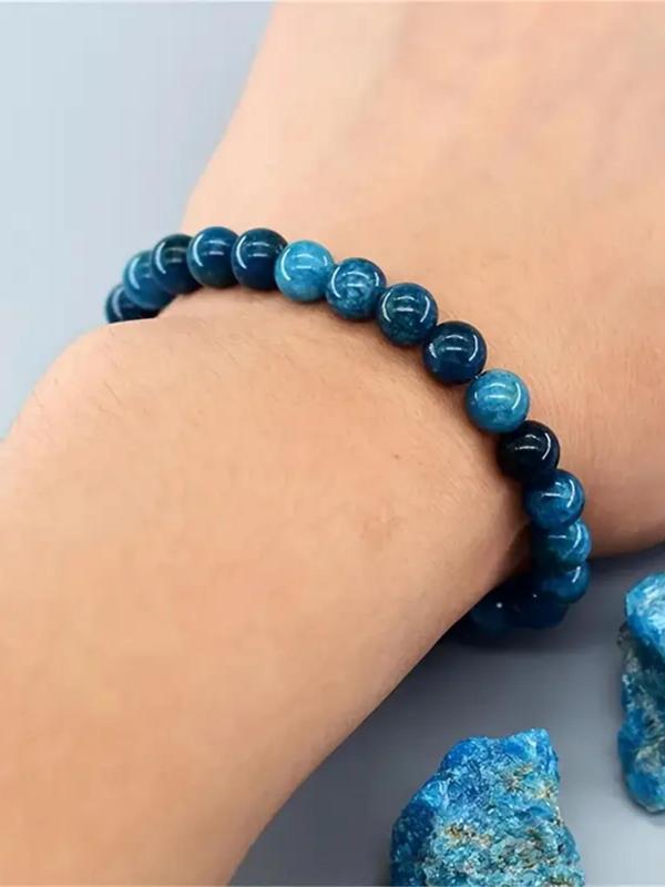 Boho Style Beaded Blue Bracelet, Natural Stone Beaded Bracelet, Fashion Jewelry Accessories for Women & Men, Trendy All-match & Exquisite Jewelry for Birthday Gift 4