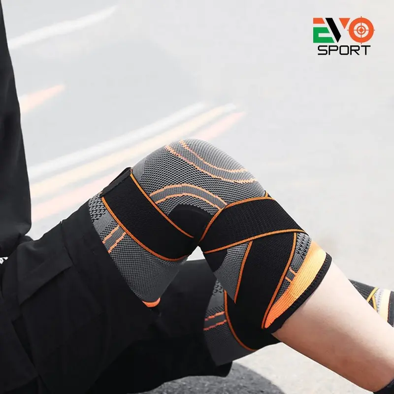 Bó gối có dây đai quấn trợ lực vải dệt kim 3D thoáng khí AL7720 Đai Quấn Bảo Vệ Đầu Gối Trợ Lực Thể Thao 2