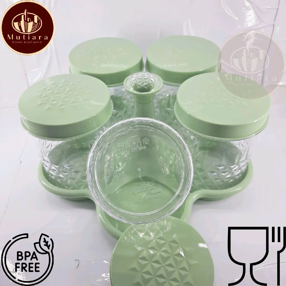 Toples 5 Daun 4 Daun Calista Premium | Toples Set Lima Daun Lebaran Diamond Penyimpanan | Toples  Plastik Serbaguna | Wadah Camilan