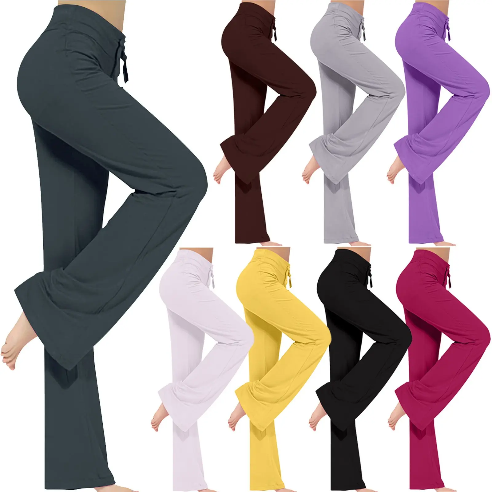 Women's modal spring and summer slim fit plus size pants sports casual pants yoga pants, vital big thigh bootcut cargo pants slacks