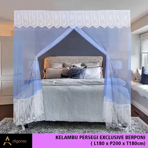 Kelambu Tidur Persegi Exclusive Dengan Poni Cantik (180x200x180) Algonas Kain Tali Ranjang