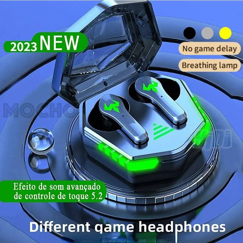 Headset Bluetooth 5.3 TWS Gaming N35 Double Mode Full Bass Nirkabel Biru Earphone Hitam