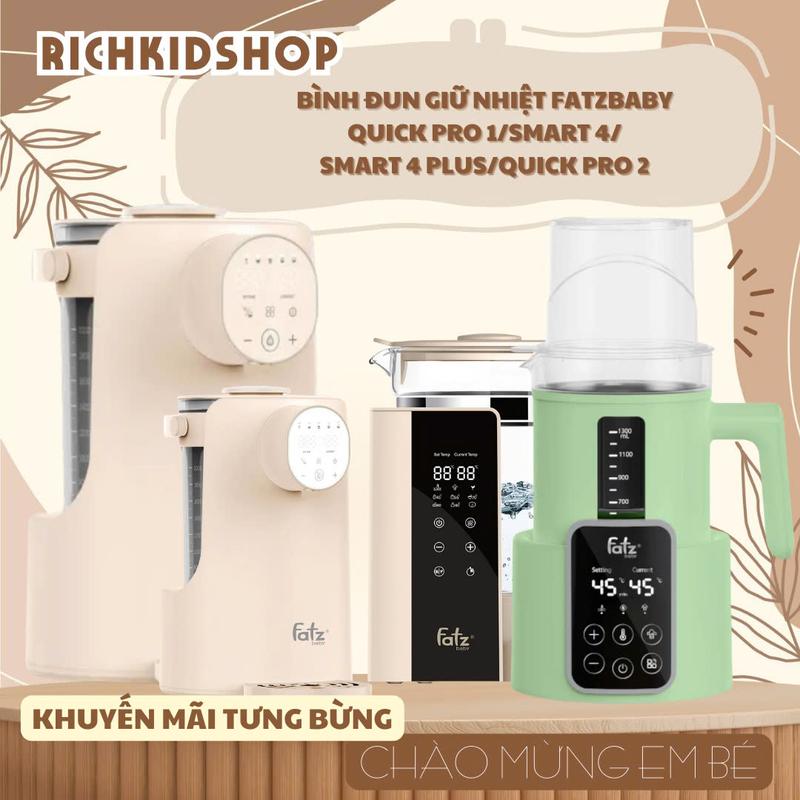 VCT - Bình đun nước giữ nhiệt cao cấp Fatzbaby dòng Quick Pro 1 / Quick pro 2 / Smart 4  - Bảo hành 12 tháng lỗi sản xuất