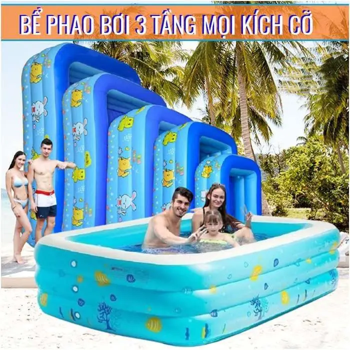 Bể Bơi Phao GIÁ RẺ 1m2 - 2 tầng dày dặn, bền đẹp 3