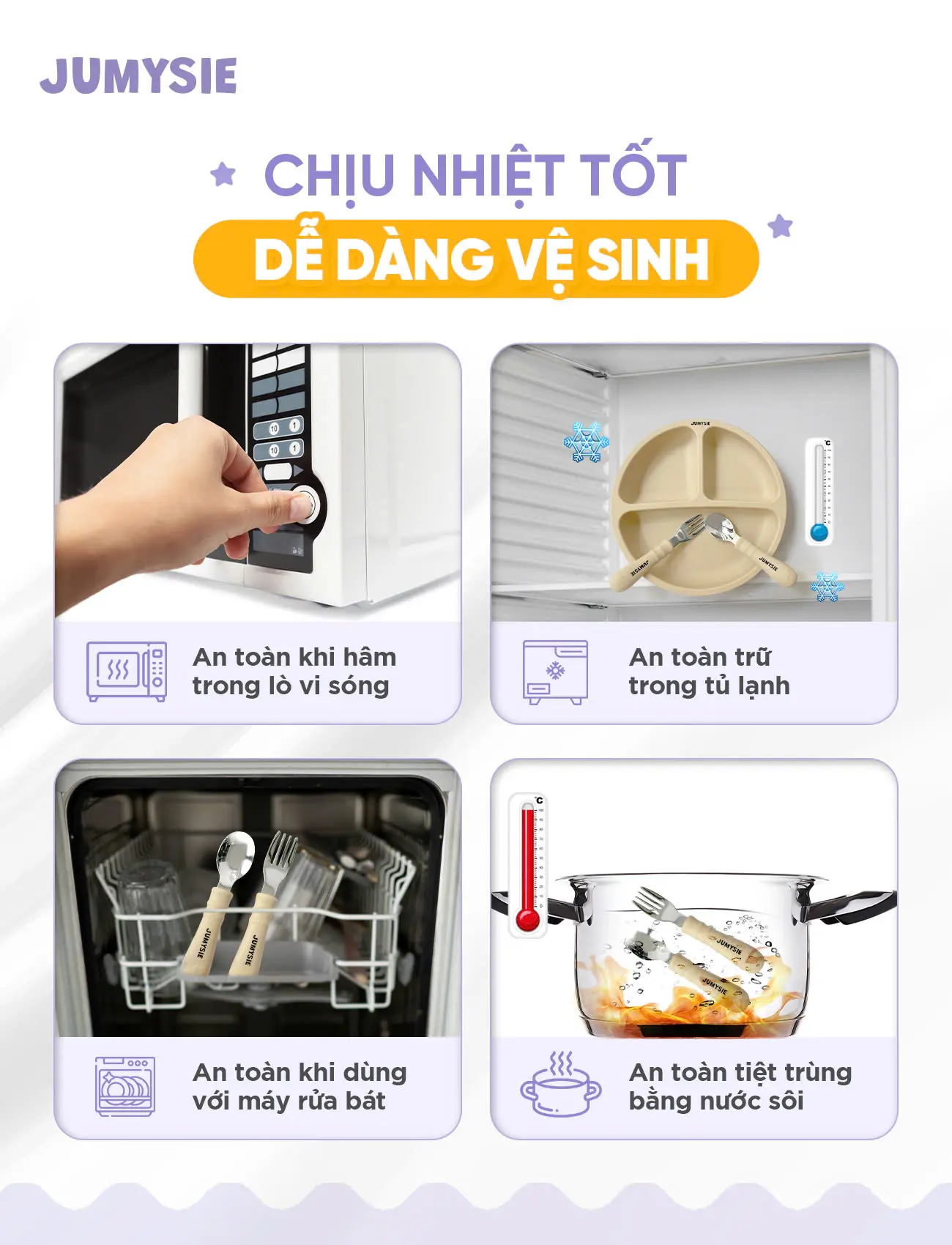 Set Ăn Dặm Jumysie Silicone Cao Cấp - Khay Ăn Dặm Chia 3 Ngăn Có Nắp, Thìa Dĩa Vừa Vặn, Dễ Vệ Sinh phân loại 1