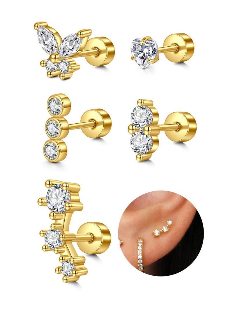 Product Introduction of Cartilage Pretty Studs  Earrings for Women, Threadless Flat Back Earrings, Hypoallergenic Earring, Stainless Steels Forward Helix Jewelry 2