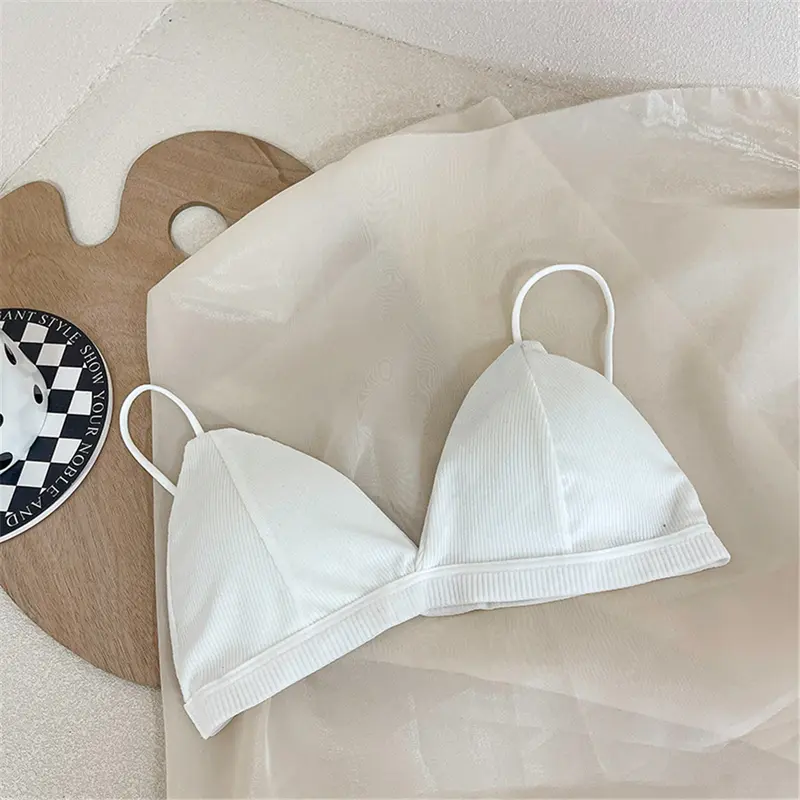Áo Ngực Cúp Tam Giác Cotton, Kiểu Dây Đeo Nhỏ Gợi Cảm, Thiết Kế Lưng Đẹp, Màu Trơn Áo Vest Quấn Ngực 5