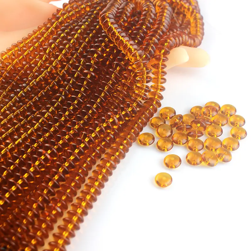 Multicolor Glass Bead Spacer Glass Abacus Scattered Beads Amber Flying Saucer Spacer Beads DIY Ornament Bead Accessories