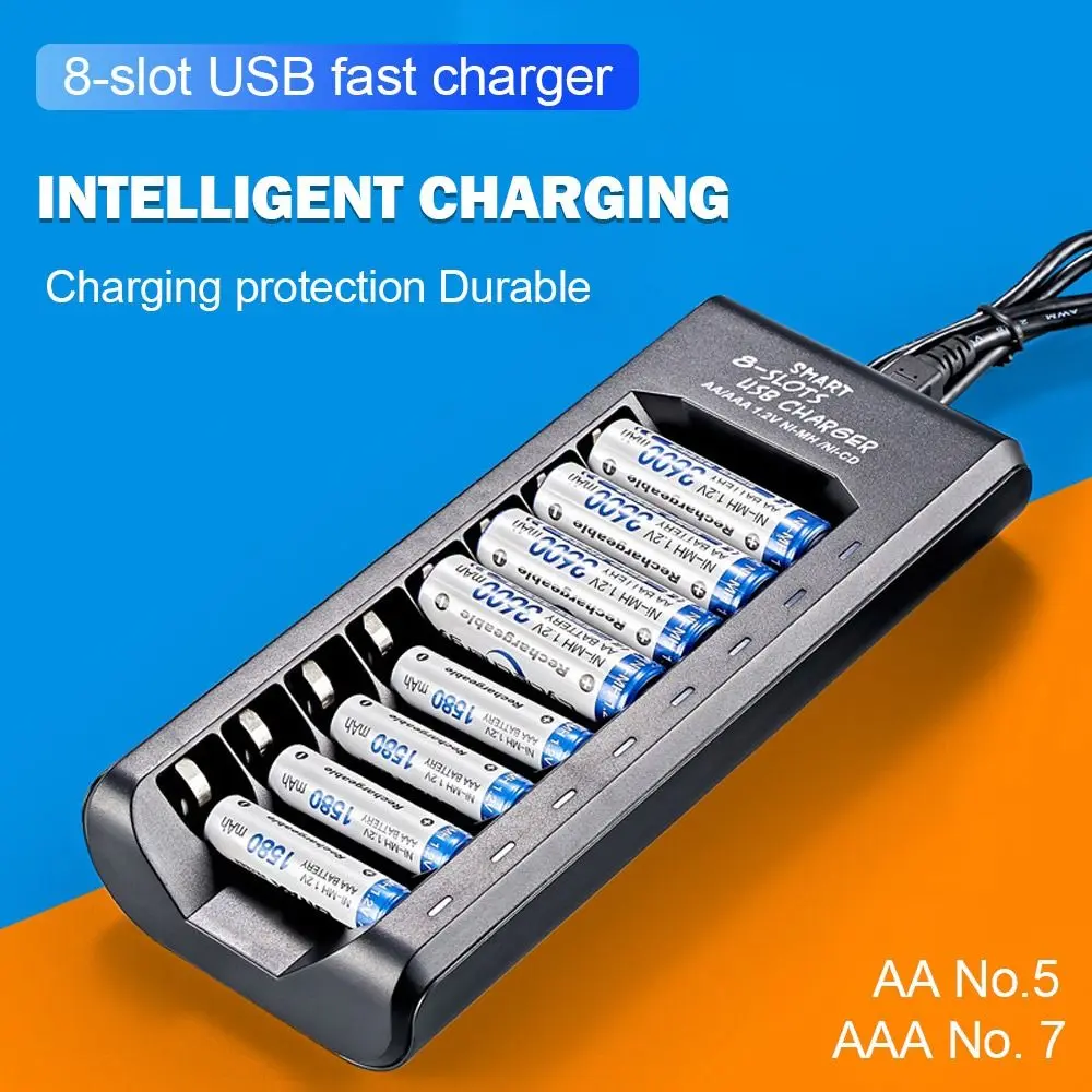 Rechargeable 4/8 Slots Power Supply AA/AAA Battery Fast Charging Battery Charger USB Charger