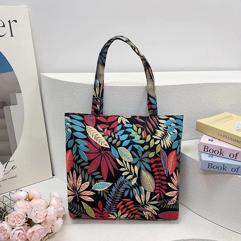 Túi vải Canvas xách tay đeo vai nữ in hình 2 mặt có khoá kéo phong cách cổ điển thời trang TT369