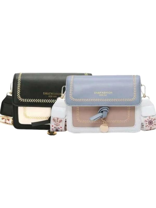 Fashion Colorblock Flap Square Bag, Casual PU Leather Crossbody Bag for Women, Trendy Versatile High-quality Daily Commuting Bag Designer Bags 4