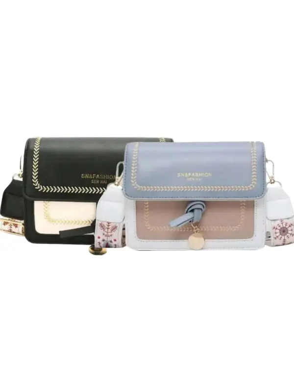 Fashion Colorblock Flap Square Bag, Casual PU Leather Crossbody Bag for Women, Trendy Versatile High-quality Daily Commuting Bag Designer Bags 4