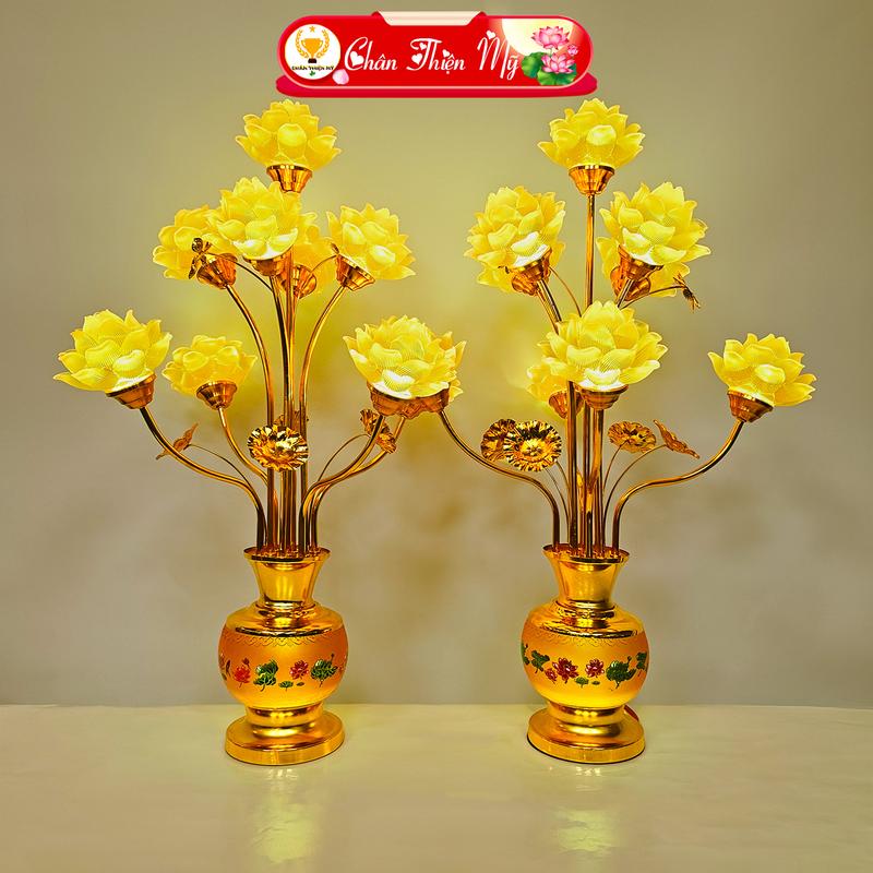 Đèn Thờ Bình Hoa Sen Lưu Ly 5 Bông 7 Bông 9 Bông CHÂN THIỆN MỸ Trang Trí Bàn Thờ Bàn Thờ Treo