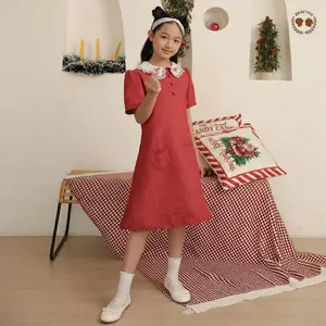 MARVES Martha Dress Baju Natal Anak Perempuan Bahan Tweed Usia 1 hingga 14 Tahun Model Christmas Korean Style