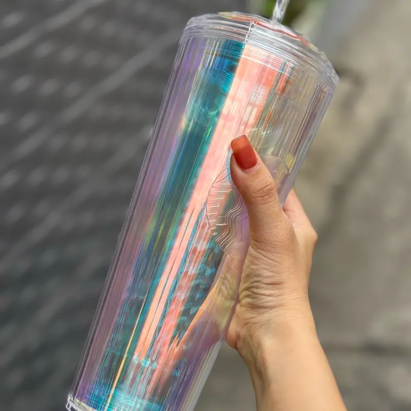 ￼(HÀNG SẴN) Tặng kèm túi khi mua Ly Star cầu vồng Aurora đầy màu sắc lung linh 710ml / 24oz 1