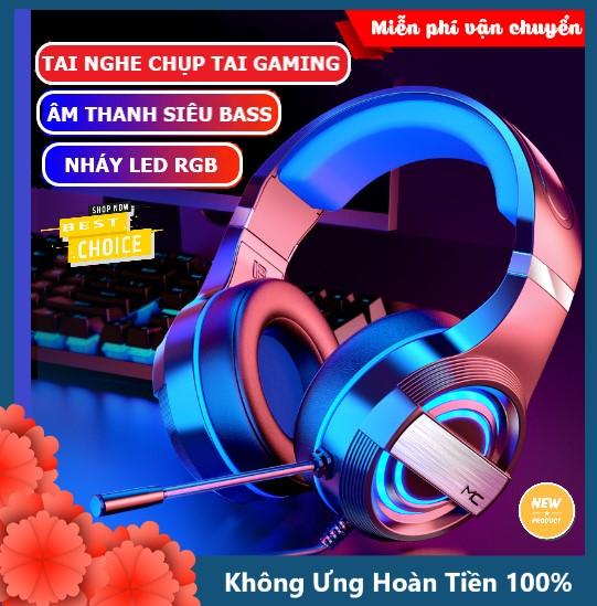 Tai nghe chụp tai máy tính GAMING MC Q9 có đèn LED đổi màu có mic đàm thoại headphone chơi game trên laptop pc Nhét Tai Nghe Nhạc Earphone