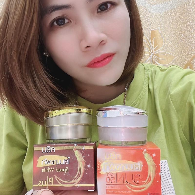 Bộ kem sâm  gensing thái Lan dùng cho da nám, tàn nhang ( kem ngày + kem đêm) Nữ Làm Đẹp Da Chăm Sóc Da Kem Face Massage 3